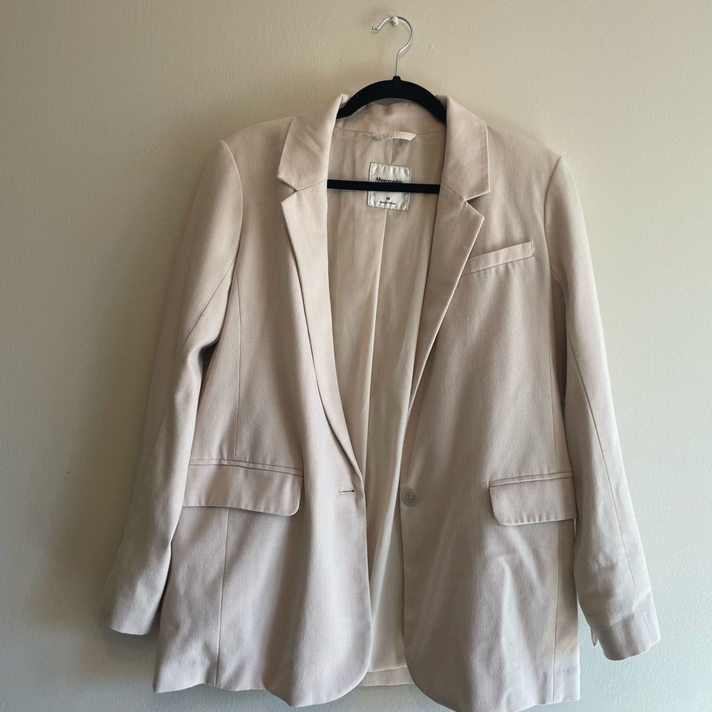 Vintage Abercrombie & Fitch Cream Blazer Lightweight Casual Fit